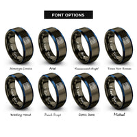 font options for inside engraving on gunmetal & blue test tube rack rings