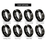 font options for inside engraving on black & silver tester glass rings