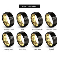 font options for inside engraving on black & gold testing beaker rings