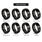 font options for inside engraving on black tetractys of pythagoras rings