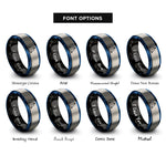 font options for inside engraving on black & blue & silver tetrahedron rings