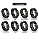 font options for inside engraving on black & gray tetrahedron circle rings