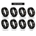 font options for inside engraving on black tetrahedron circle rings