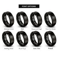 font options for inside engraving on black tetrahedron circle rings