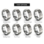 font options for inside engraving on gray tetrahedron circle rings