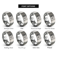 font options for inside engraving on gray tetrahedron circle rings