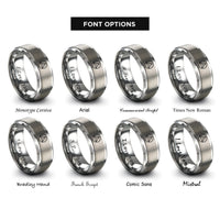font options for inside engraving on gray tetrahedron circle rings