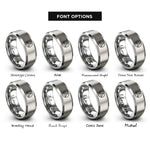 font options for inside engraving on gray tetrahedron circle rings