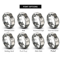 font options for inside engraving on gray tetrahedron circle rings