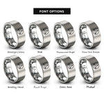 font options for inside engraving on grey tetrahedron circle rings