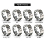 font options for inside engraving on silver tetrahedron rings