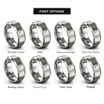 font options for inside engraving on grey tetrahedron rings