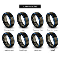 font options for inside engraving on gunmetal & blue tetrahedron rings