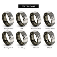 font options for inside engraving on gunmetal & gray tetrahedron rings
