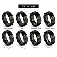 font options for inside engraving on black texas rings