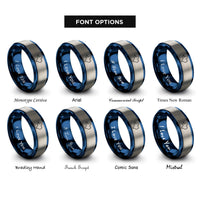 font options for inside engraving on blue & gray texas rings