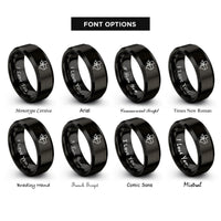 font options for inside engraving on black texas flag rings