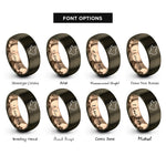font options for inside engraving on gunmetal & rose gold texas rings