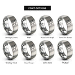 font options for inside engraving on gray texas lone star rings