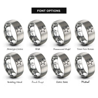 font options for inside engraving on gray texas lone star rings