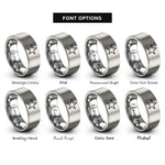 font options for inside engraving on gray texas lone star rings