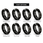 font options for inside engraving on black & silver texas state rings