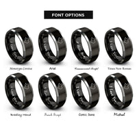 font options for inside engraving on black & silver texas state rings