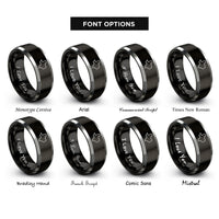 font options for inside engraving on black & grey texas state rings
