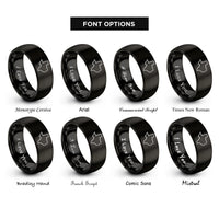 font options for inside engraving on black texas state rings