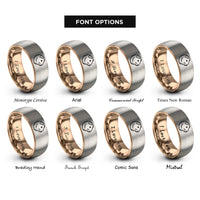 font options for inside engraving on rose gold & gray texel guinea pig rings