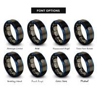font options for inside engraving on gunmetal & blue thai gloves rings