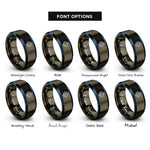 font options for inside engraving on gunmetal & blue thai gloves rings