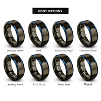 font options for inside engraving on gunmetal & blue thai gloves rings