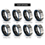 font options for inside engraving on black & blue & grey thai pads crossed rings
