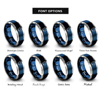 font options for inside engraving on blue & silver thai pads crossed rings