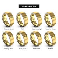 font options for inside engraving on gold & gray thailand map rings