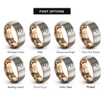 font options for inside engraving on rose gold & grey thailand map rings
