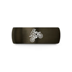 engraved thank you band – gunmetal & black tungsten dirt bike wheelie wedding band
