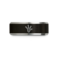 thank you present for her – black & grey tungsten frog footprint wedding band