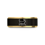 personal thank you message – black & gold tungsten walking cat halo wedding band