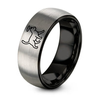 thank You for A Gift – black & gray tungsten walking cat halo ring