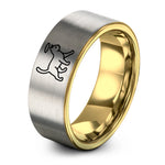 special present ideas men – gold & grey tungsten walking cat halo ring