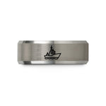 unique presents for her – black & gray tungsten coast guard cutter wedding band
