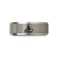 unique presents for her – black & gray tungsten coast guard cutter wedding band