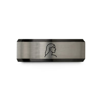 unique present ideas her – black & blue & silver tungsten kama wedding band