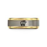special presents for her – black & gold & grey tungsten sheep wedding band