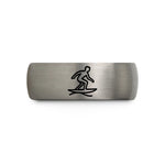 best friend present ideas – blue & silver tungsten surfer silhouette wedding band