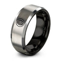 Tire Imprint – Tungsten Wedding Band, 8 mm, Black, Grey Comfort-Fit Unisex