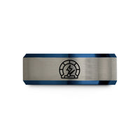 creative gratitude present ideas – black & blue & gray tungsten stamina bolt meter wedding band