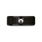unique rings for presents – black tungsten tuxedo cat icon wedding band